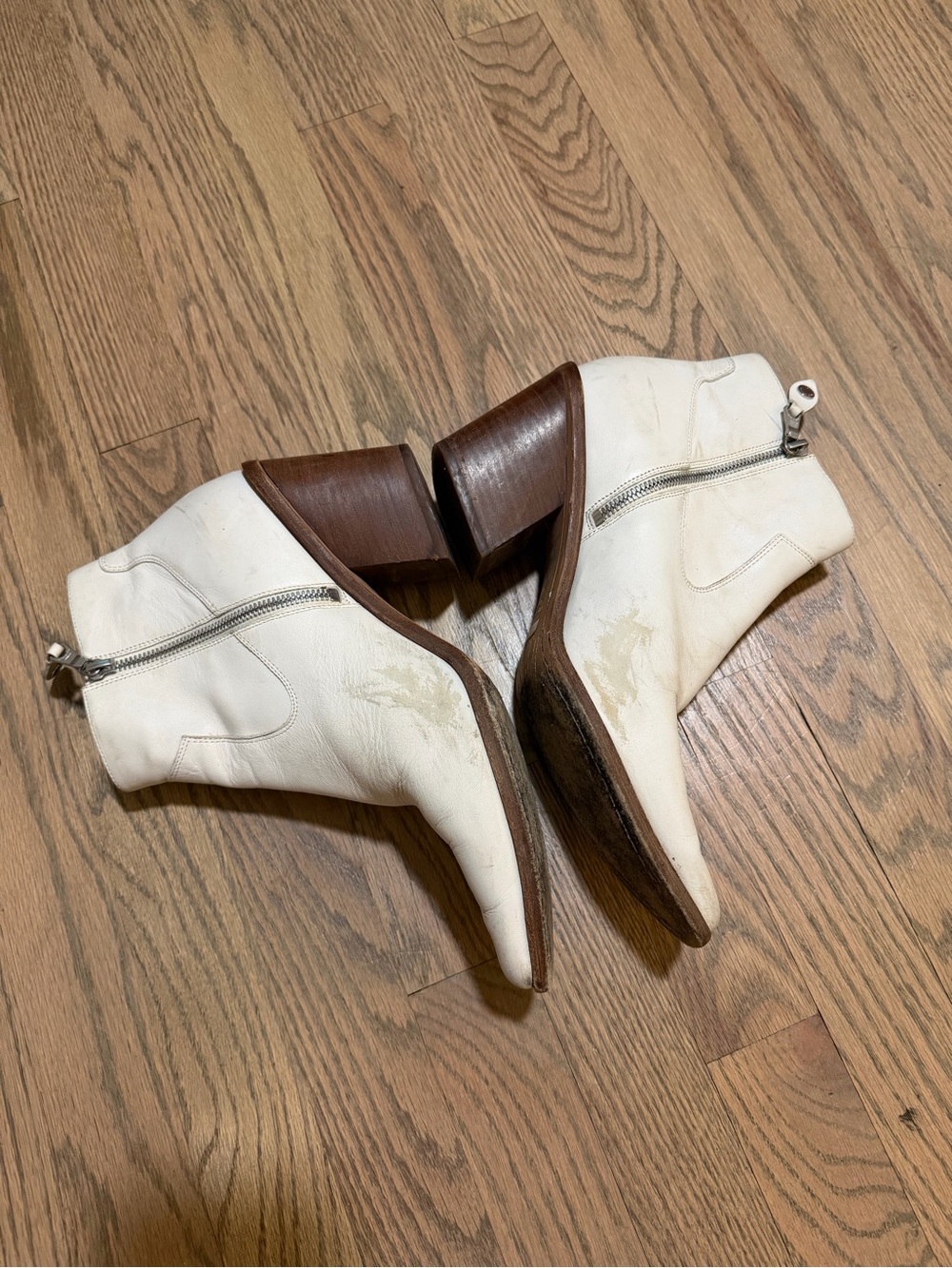 rag & bone White Leather Pointed Ankle Booties - Picture 4 of 5